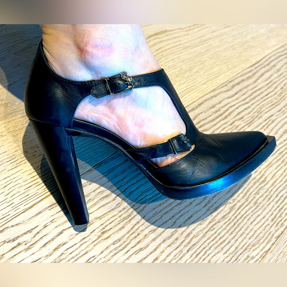 Diesel ladies Black Leather Western High Heels-unique